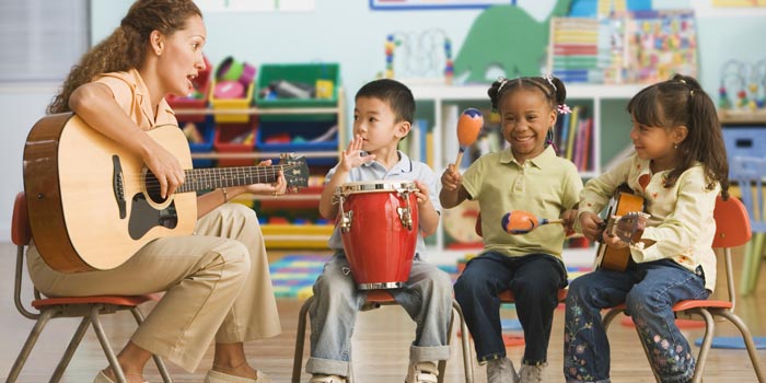 children learning music